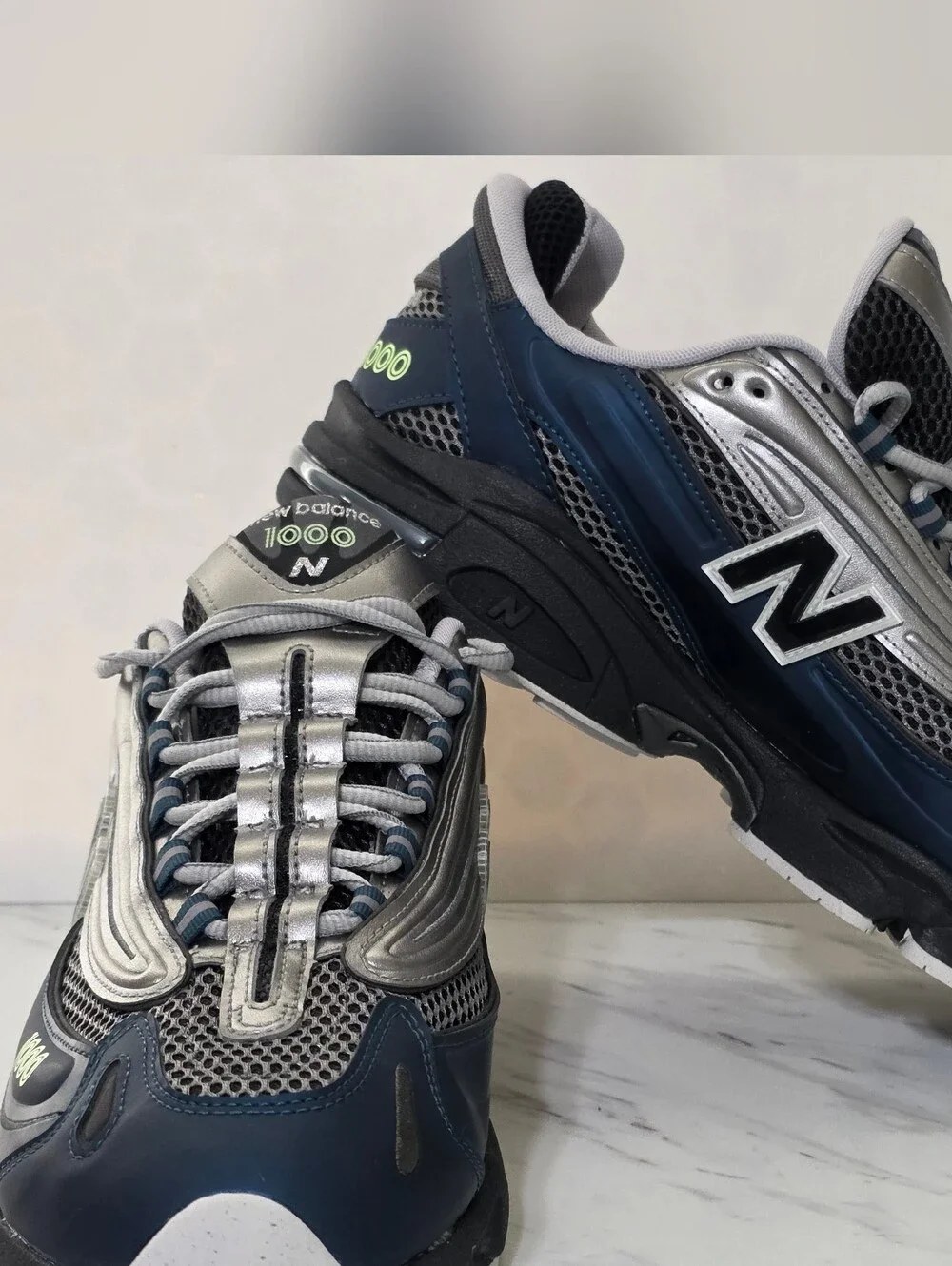 New Balance Men's Navy, Silver & Black 1000 Athletic Sneakers